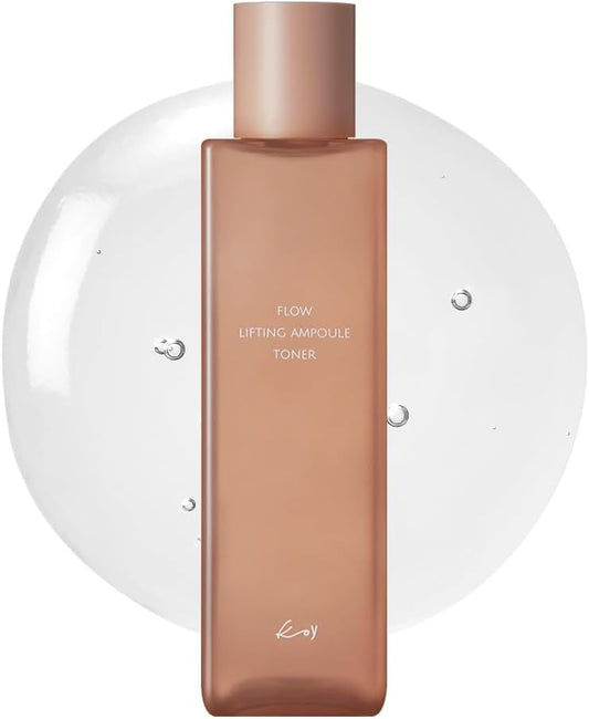 KOY Flow Lifting Ampoule Toner, Deep Moisture and Face Firming with Lifting Capsule, Soothing and Hydrating with Peptides, Niacinamide and Ectoin for Elasticity, Radiant Skin, 6.76 fl oz