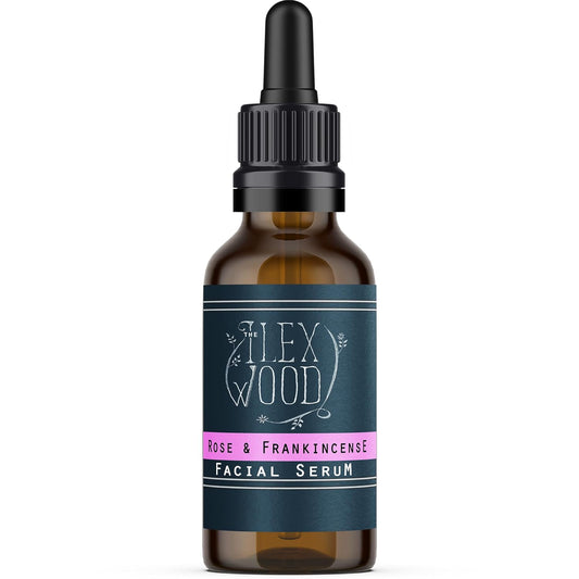 The Ilex Wood - Rose and Frankincense Face Serum - 100% Natural, Vegan, Moisturising, Anti Ageing, Wrinkle & Line Reducing, Cruelty Free, Plastic Free, Handcrafted - 20ml (0.68 fl oz)